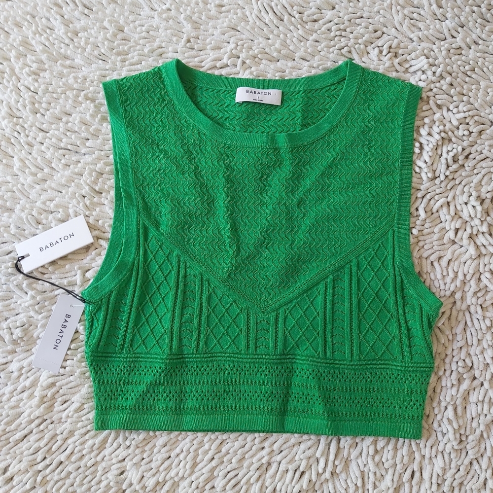 Babaton green cropped vest/sleeveless top- size large